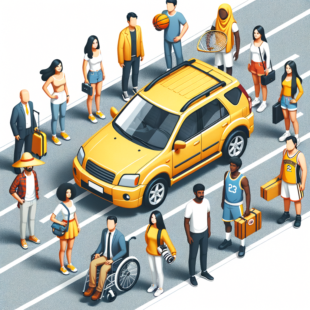 vreau o masina pe autostrada de culoare galbena care este inconjurata de oameni !