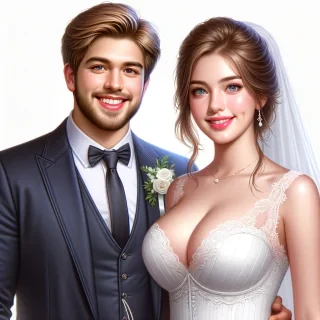 Vreau un portret realistic cu doi tineri casatoriti ,barbatul sa fie gras iar femeia slaba cu sanii mari