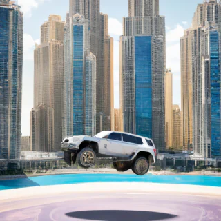 A car flying in dubai