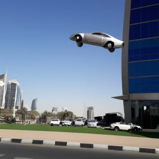 A car flying in dubai
